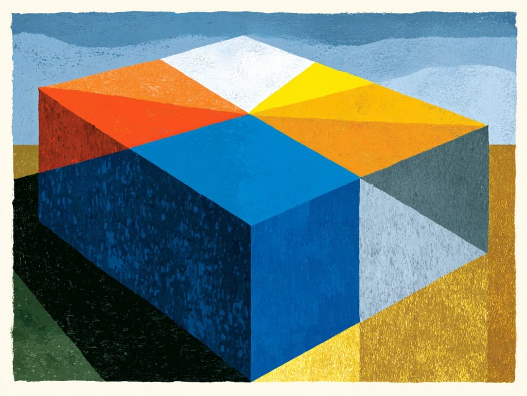 Layered geometric corridors converging on a keyhole — representing multiple protection layers